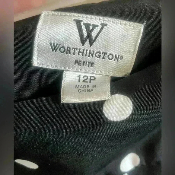 Worthington Skirt Black White Polka Dot Mini Short Pockets Women Size 12P - Picture 5 of 7